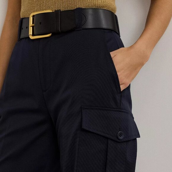 195$ Lauren Ralph Lauren Faille Cargo Pants Mid Rise Women's Size 10 Navy Blue - Picture 4 of 4